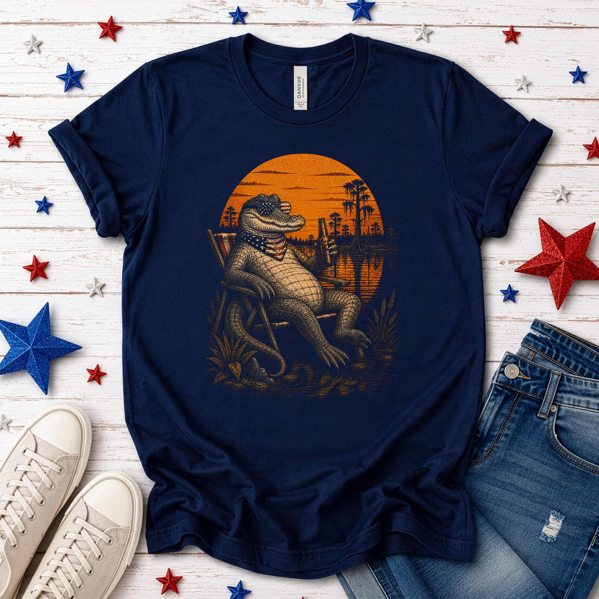 Patriot Gator Patriotic Alligator 4th of July Swamp Americana T-Shirt