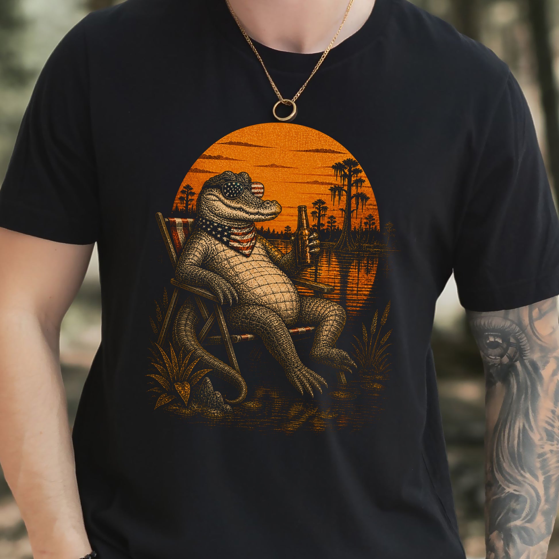 Patriot Gator Patriotic Alligator 4th of July Swamp Americana T-Shirt