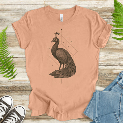 Geometric Peacock T-Shirt – Vintage Bird Art Spirit Animal Tee