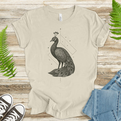 Geometric Peacock T-Shirt – Vintage Bird Art Spirit Animal Tee
