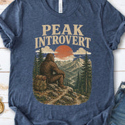 Peak Introvert Bigfoot Sasquatch Retro Mountain Hiking Humor T-Shirt