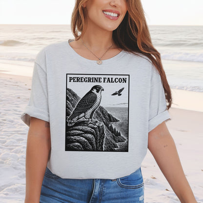 Peregrine Falcon Vintage Raptor Illustration Birdwatching T-Shirt
