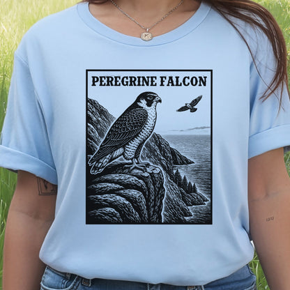 Peregrine Falcon Vintage Raptor Illustration Birdwatching T-Shirt
