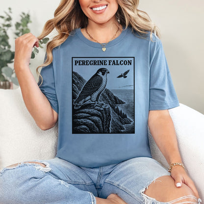 Peregrine Falcon Vintage Raptor Illustration Birdwatching T-Shirt