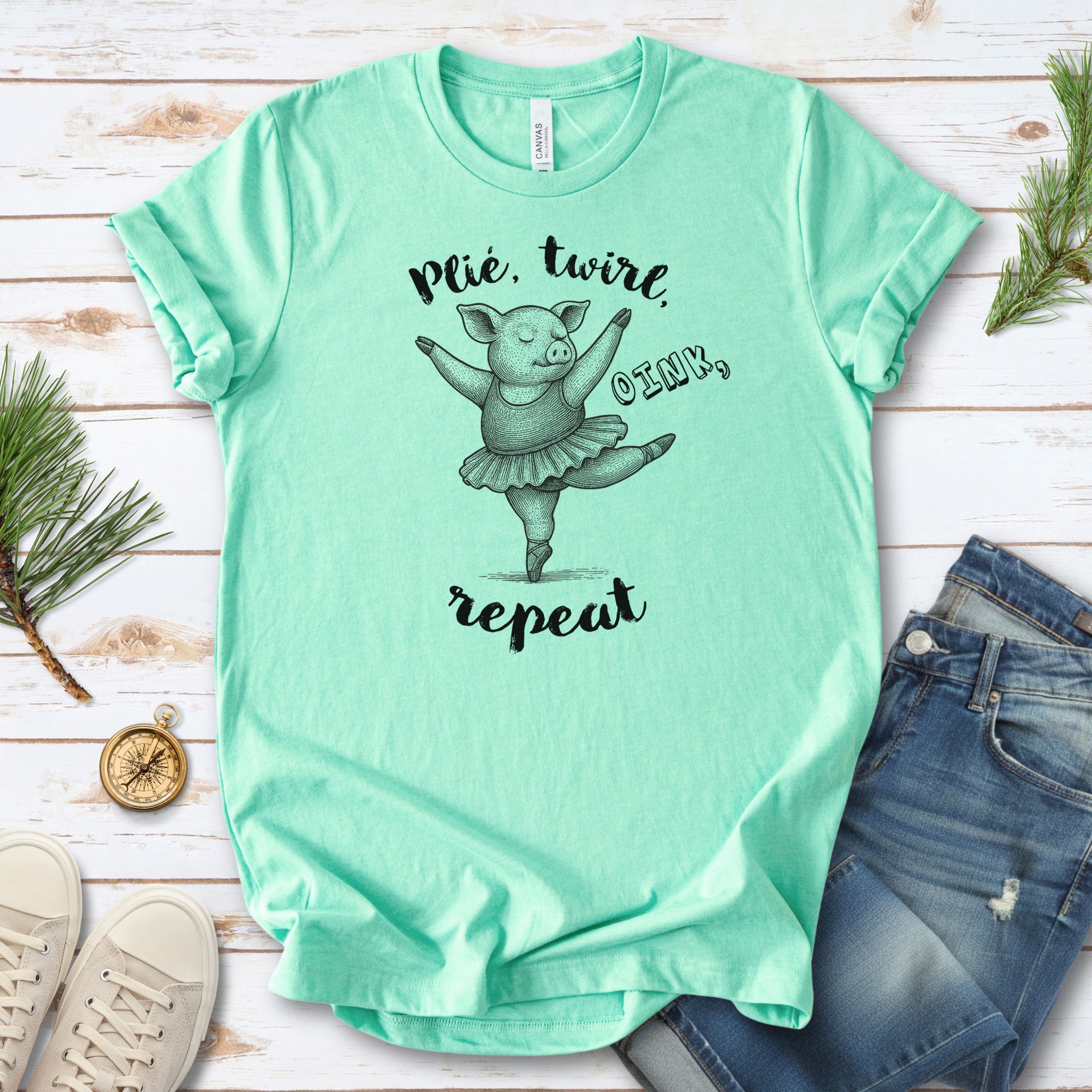 Cute Ballet Pig Shirt – Funny Pig Lover Tee for Farm Girls & Animal Moms