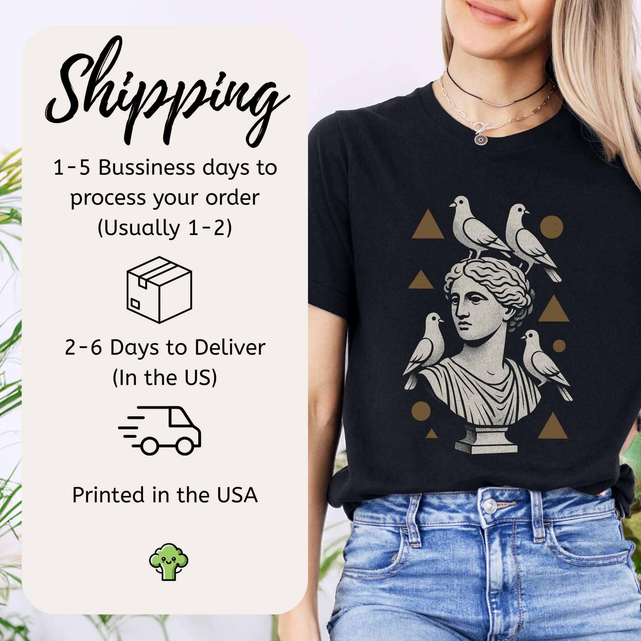 Pigeons & Statues T-Shirt – Minimalist Greek Vibes Tee
