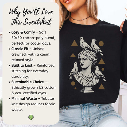 Pigeons & Statues Sweatshirt – Minimalist Greek Vibes & Urban Humor