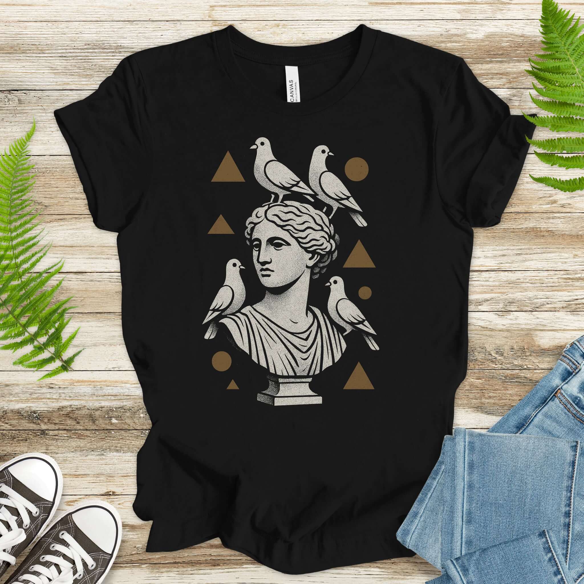 Pigeons & Statues T-Shirt – Minimalist Greek Vibes Tee