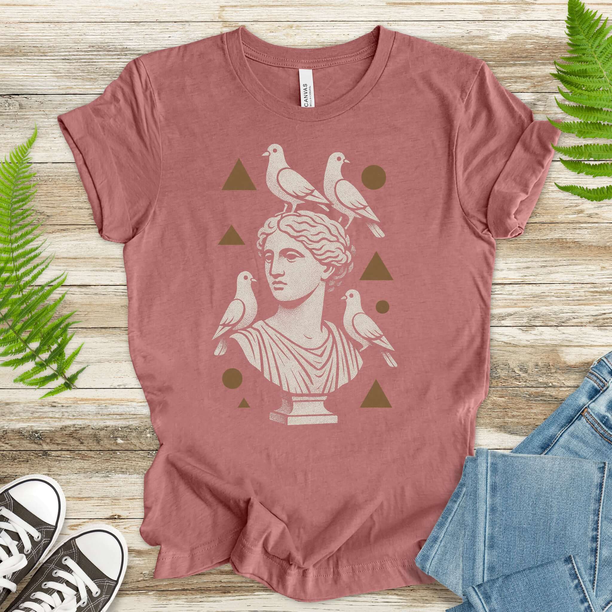 Pigeons & Statues T-Shirt – Minimalist Greek Vibes Tee