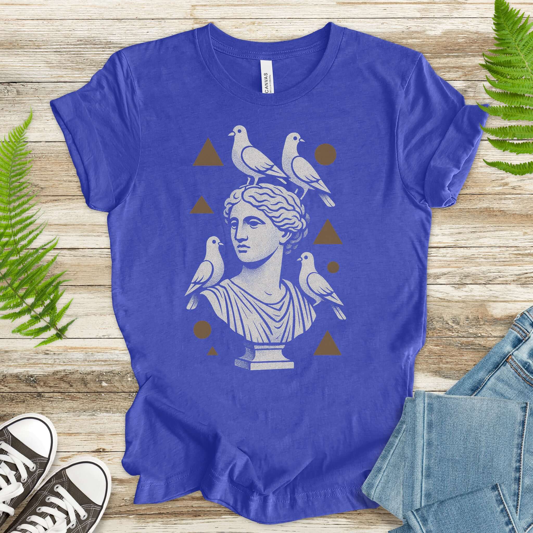 Pigeons & Statues T-Shirt – Minimalist Greek Vibes Tee