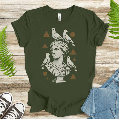 Pigeons & Statues T-Shirt – Minimalist Greek Vibes Tee