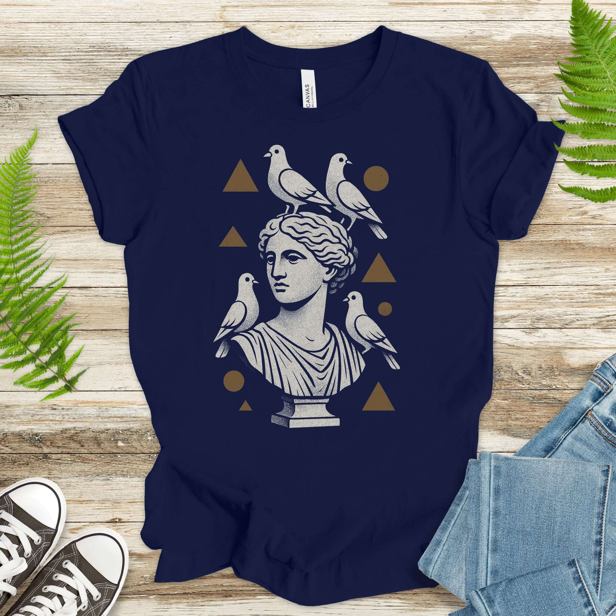 Pigeons & Statues T-Shirt – Minimalist Greek Vibes Tee