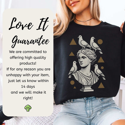 Pigeons & Statues Sweatshirt – Minimalist Greek Vibes & Urban Humor