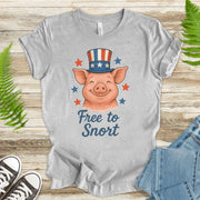 Cute Pig Free to Snort 4th of July T-Shirt