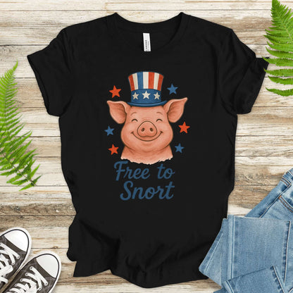 Cute Pig Free to Snort 4th of July T-Shirt