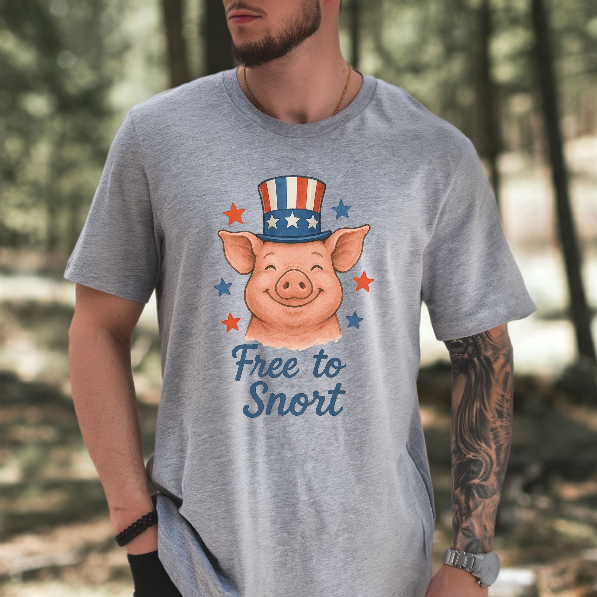 Cute Pig Free to Snort 4th of July T-Shirt