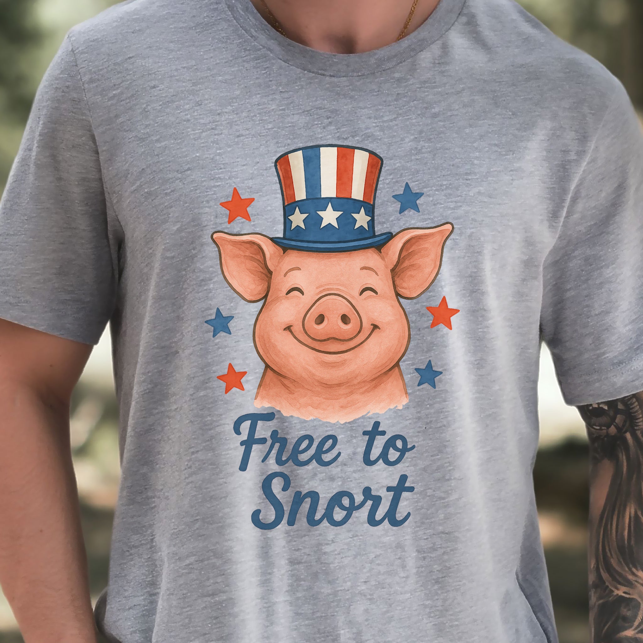 Cute Pig Free to Snort 4th of July T-Shirt