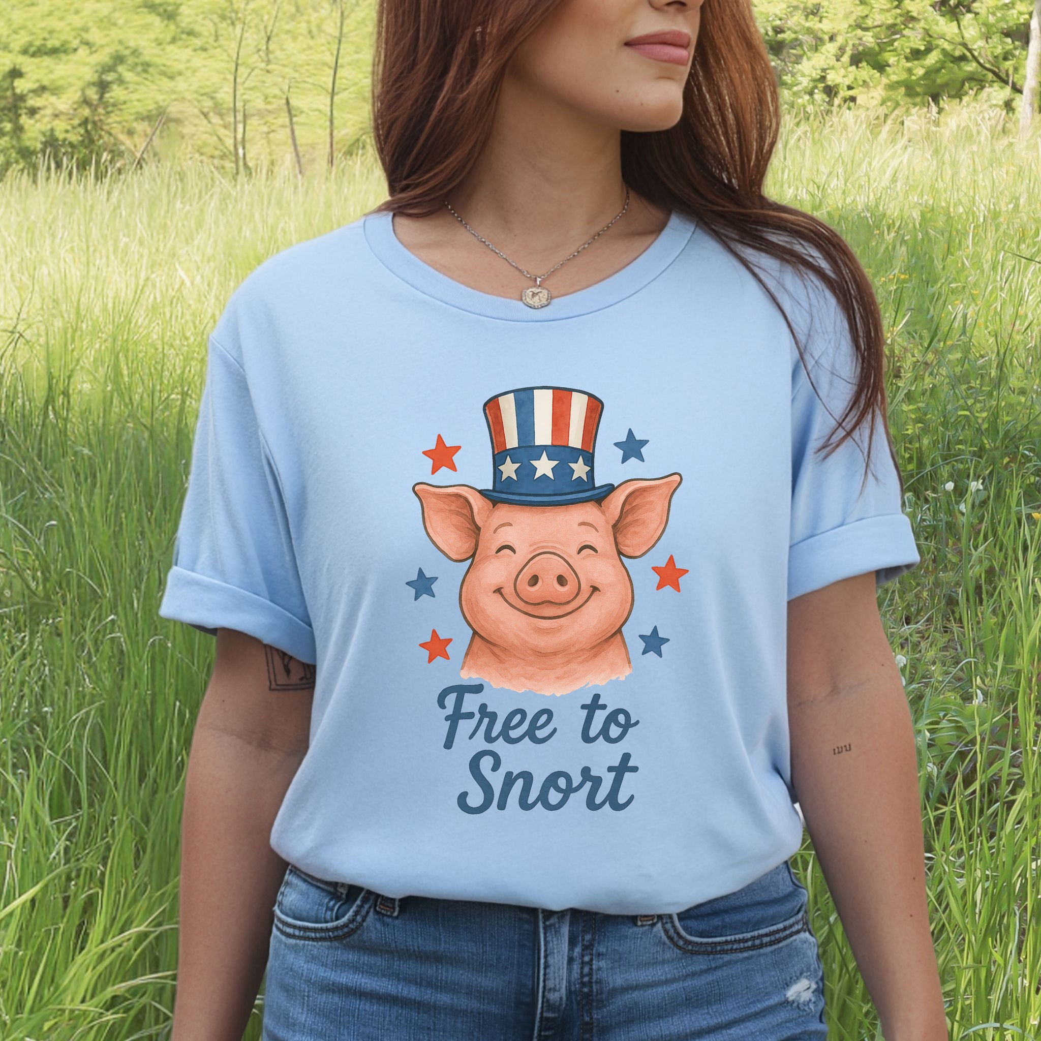 Cute Pig Free to Snort 4th of July T-Shirt