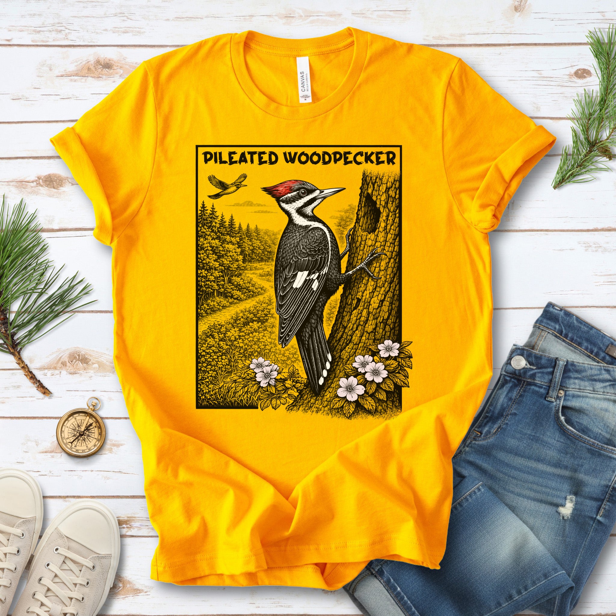 Pileated Woodpecker T-Shirt – Bold Forest Birdwatching Aesthetic