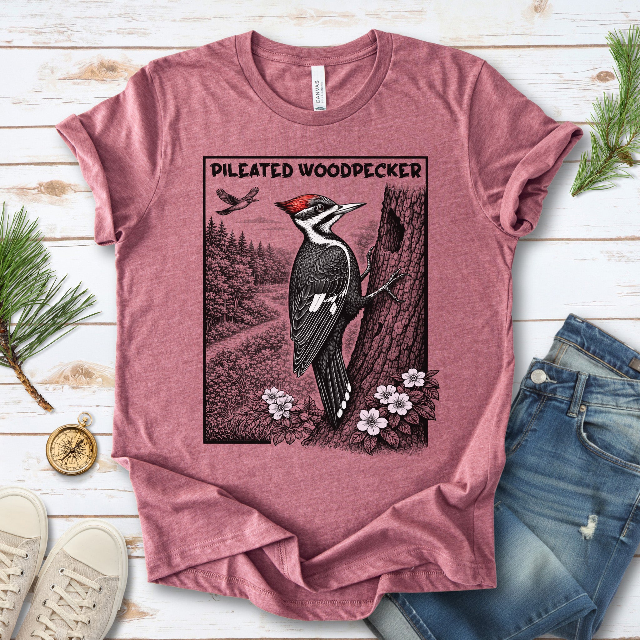 Pileated Woodpecker T-Shirt – Bold Forest Birdwatching Aesthetic