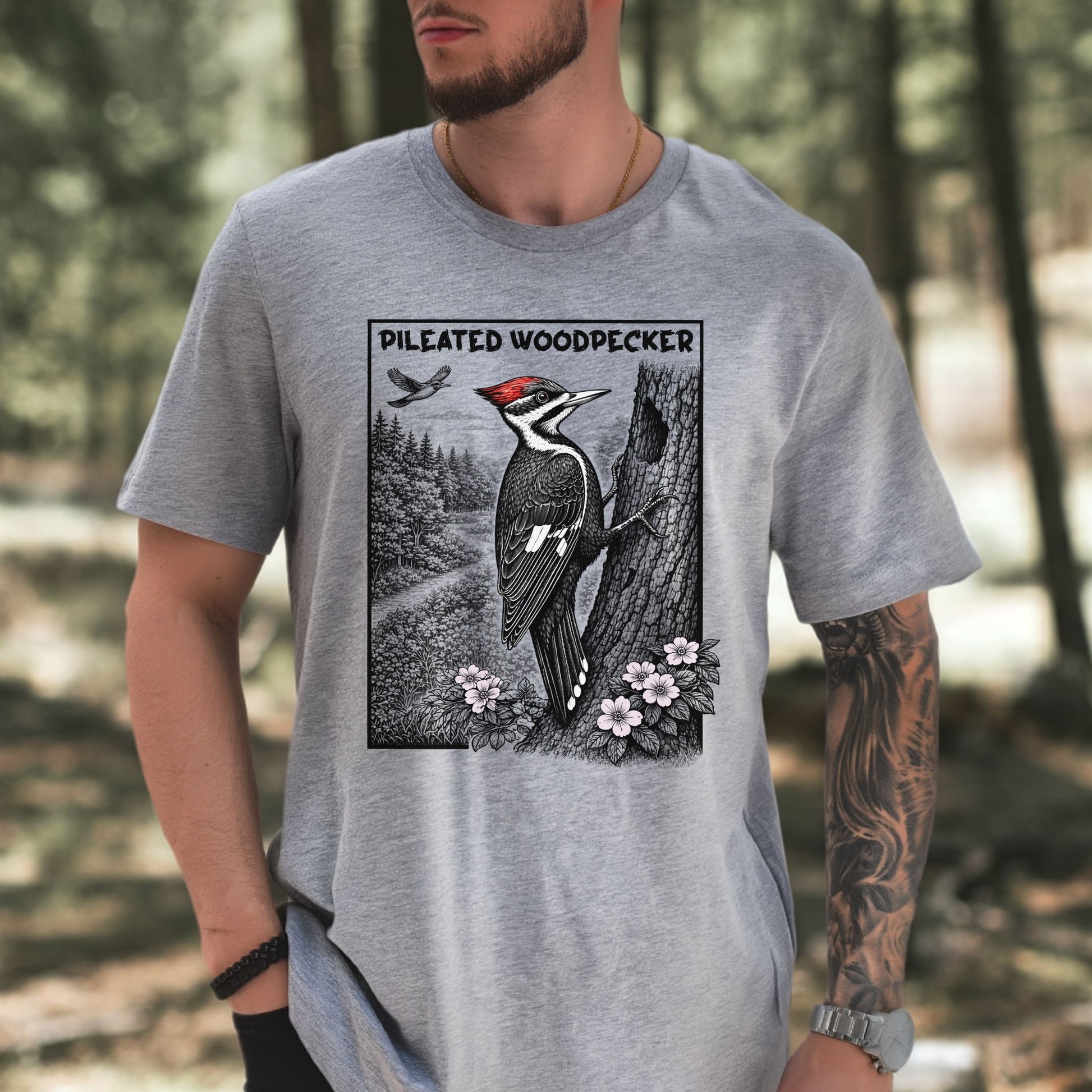 Pileated Woodpecker T-Shirt – Bold Forest Birdwatching Aesthetic