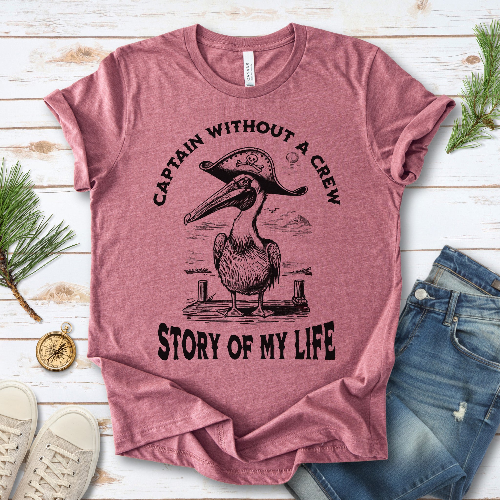 Pelican Pirate Captain Without a Crew T-Shirt