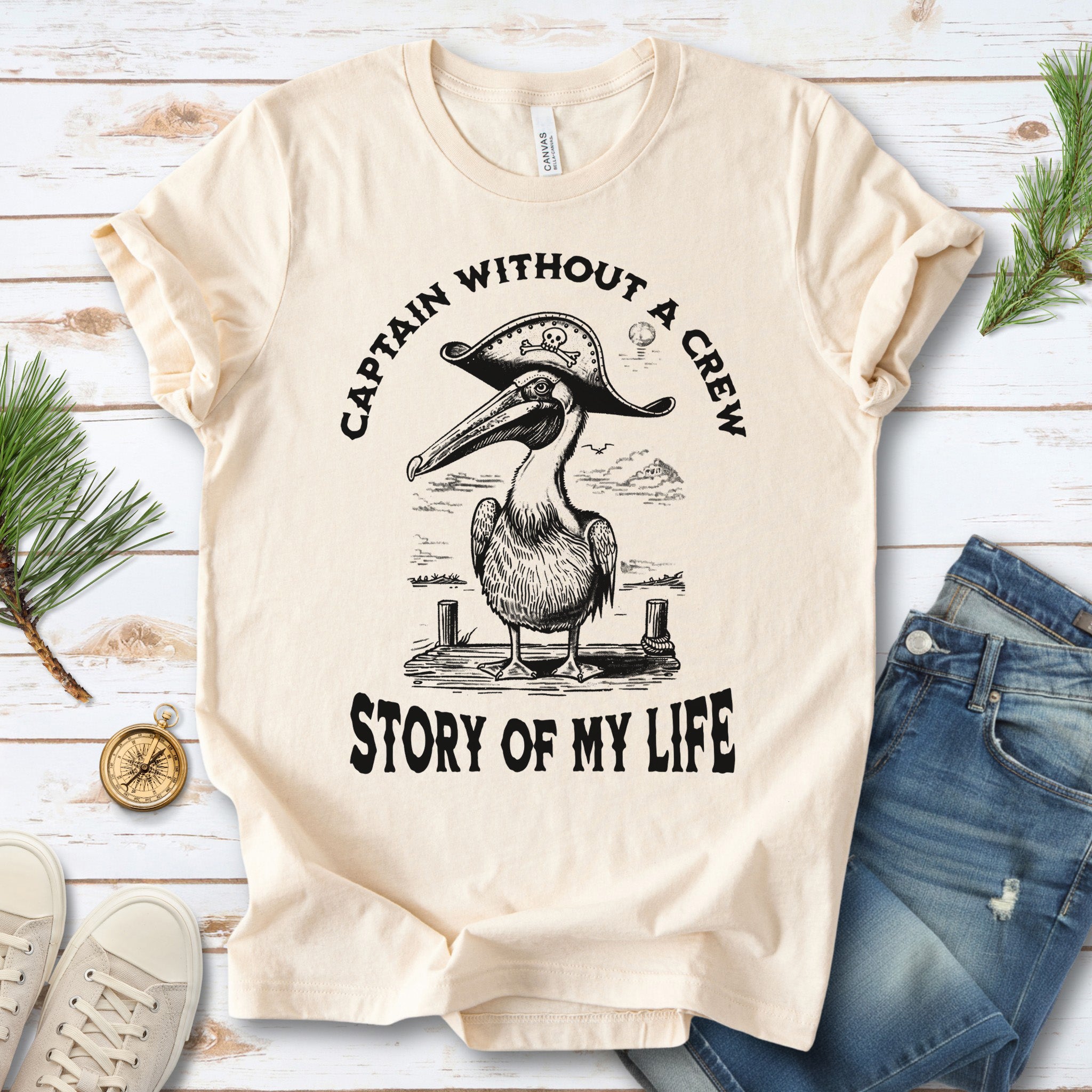 Pelican Pirate Captain Without a Crew T-Shirt