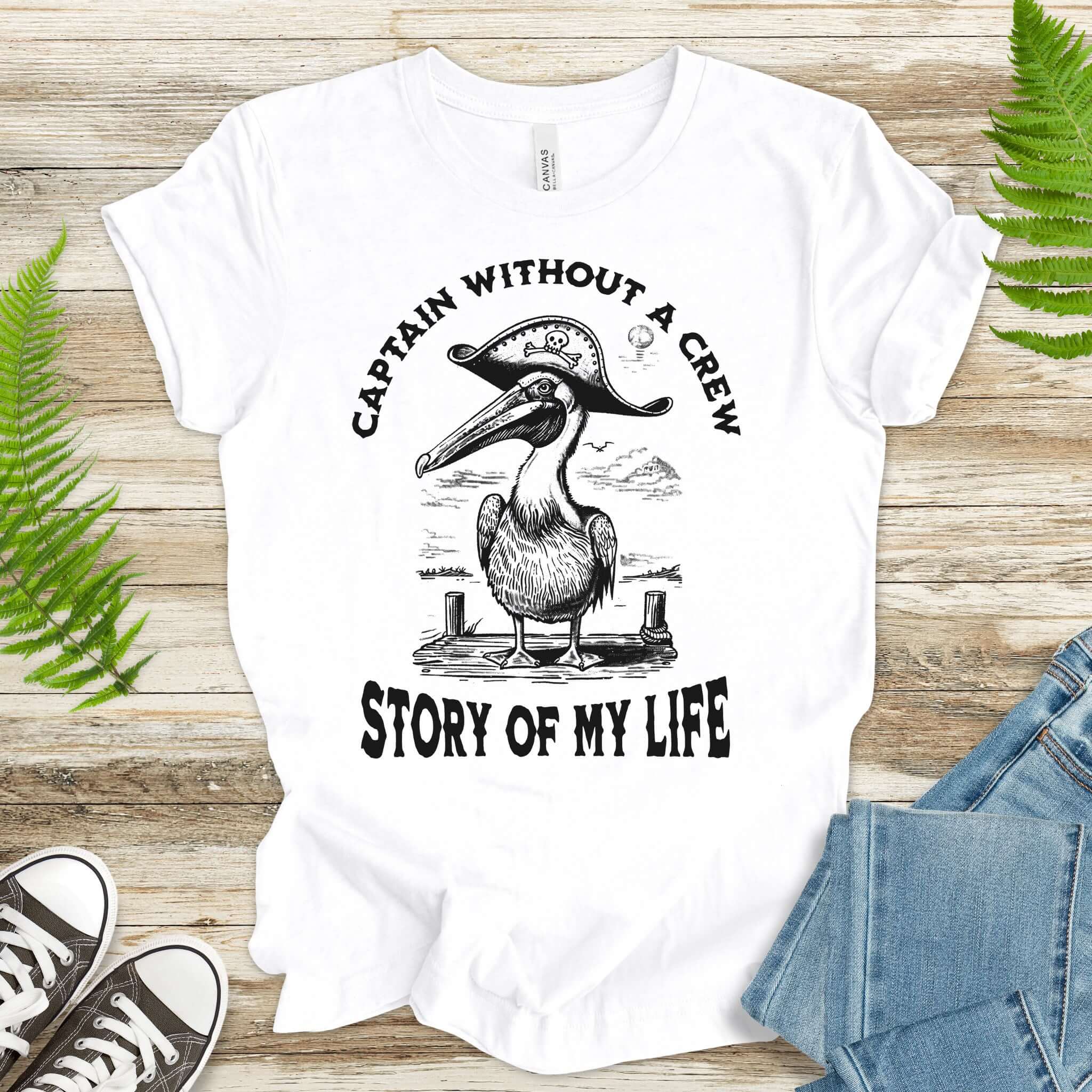 Pelican Pirate Captain Without a Crew T-Shirt