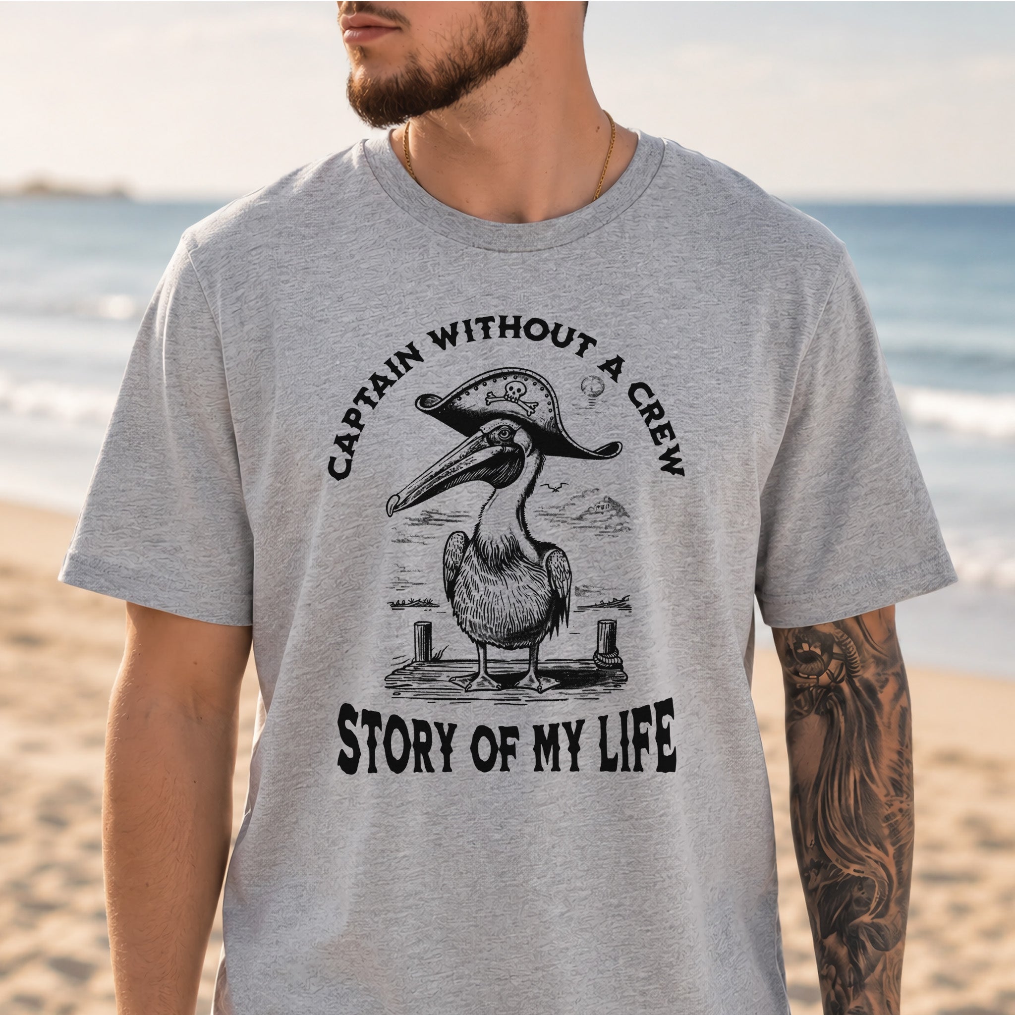 Pelican Pirate Captain Without a Crew T-Shirt