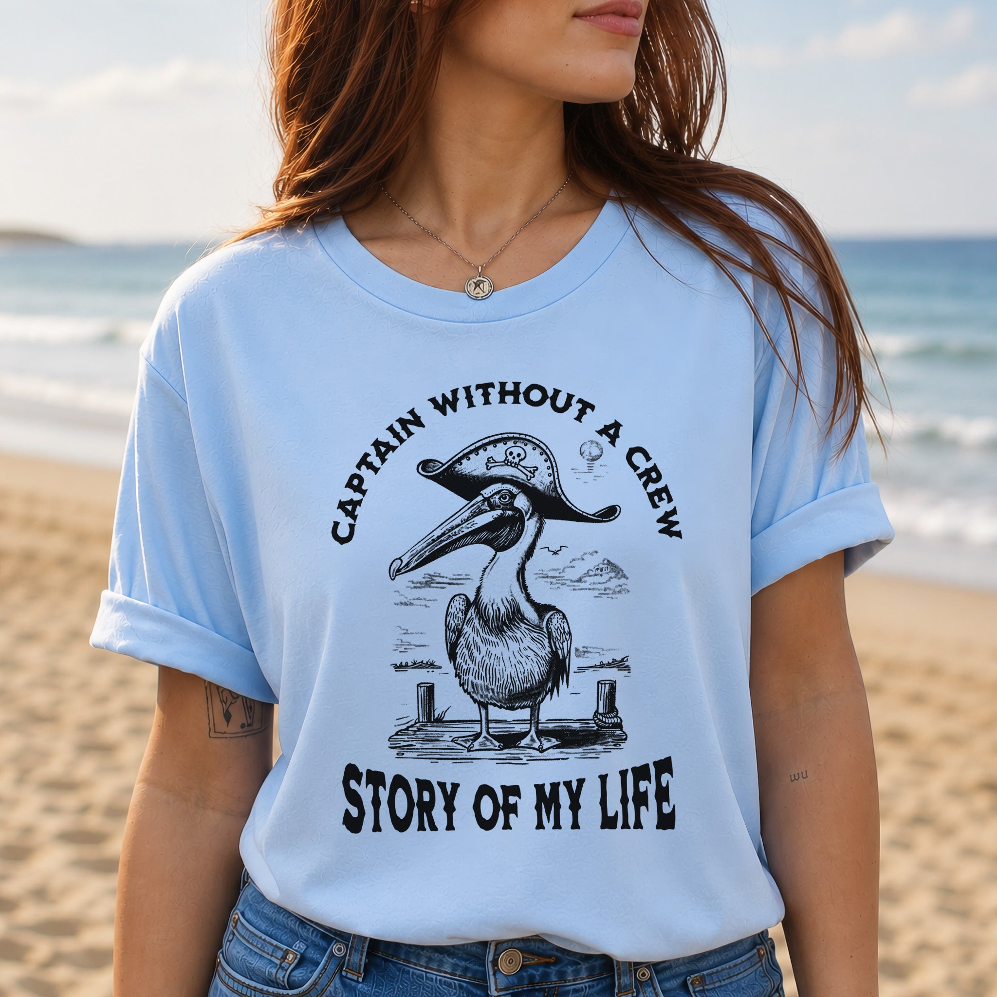 Pelican Pirate Captain Without a Crew T-Shirt