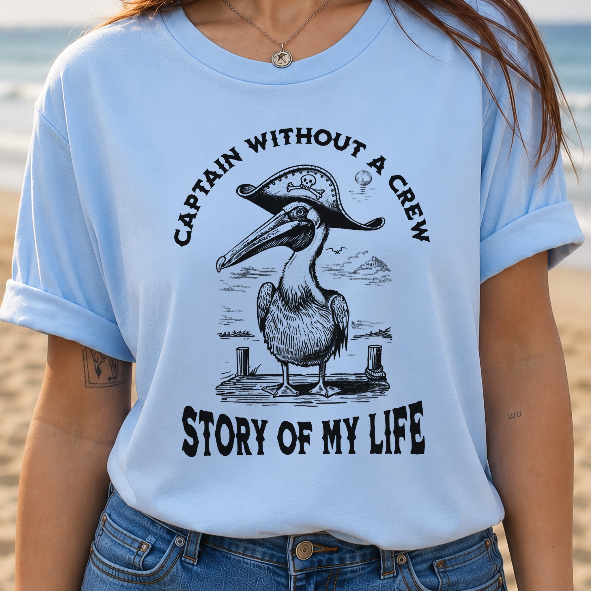 Pelican Pirate Captain Without a Crew T-Shirt