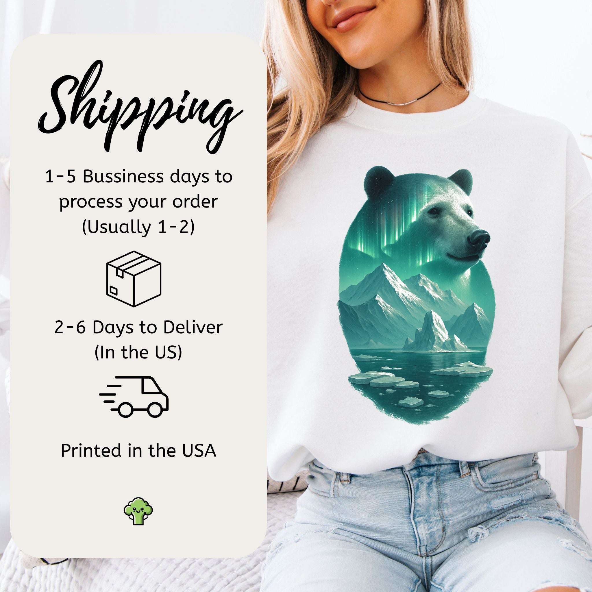 Polar Bear Spirit Sweatshirt – Northern Lights Animal Gift for Chill Souls