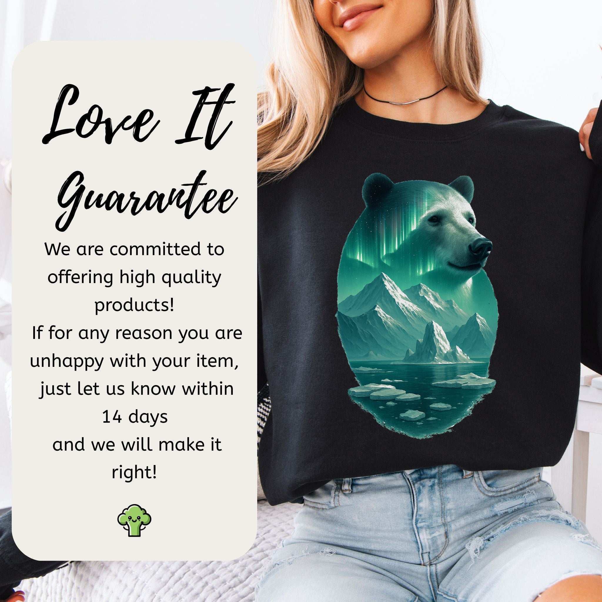 Polar Bear Spirit Sweatshirt – Northern Lights Animal Gift for Chill Souls