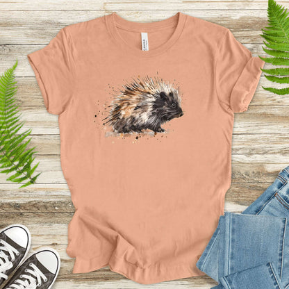 Watercolor Porcupine T-Shirt – Artistic Wildlife Animal Tee