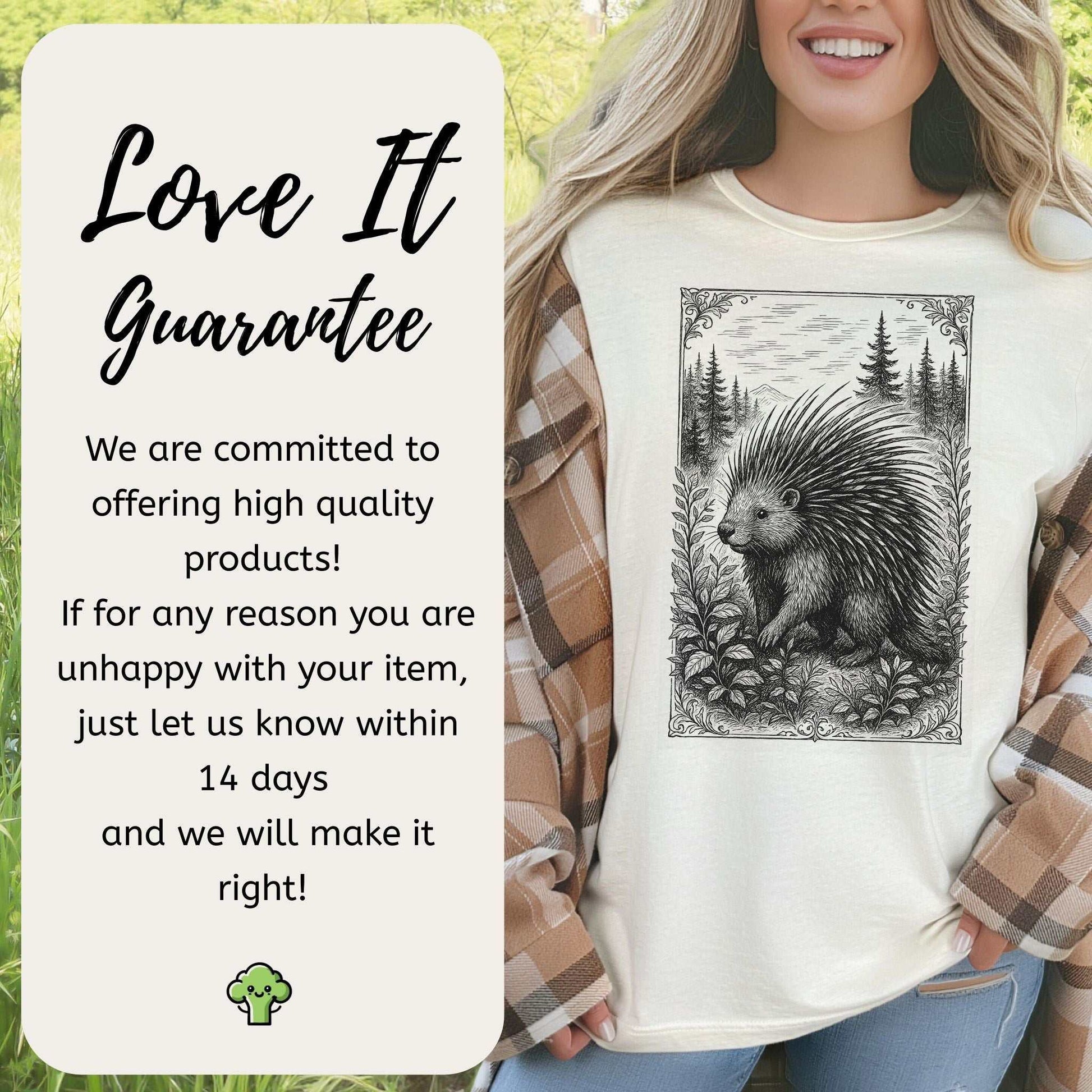 Vintage Porcupine T-Shirt – Forest Critter Sketch Art Tee