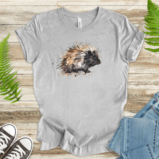 Watercolor Porcupine T-Shirt – Artistic Wildlife Animal Tee
