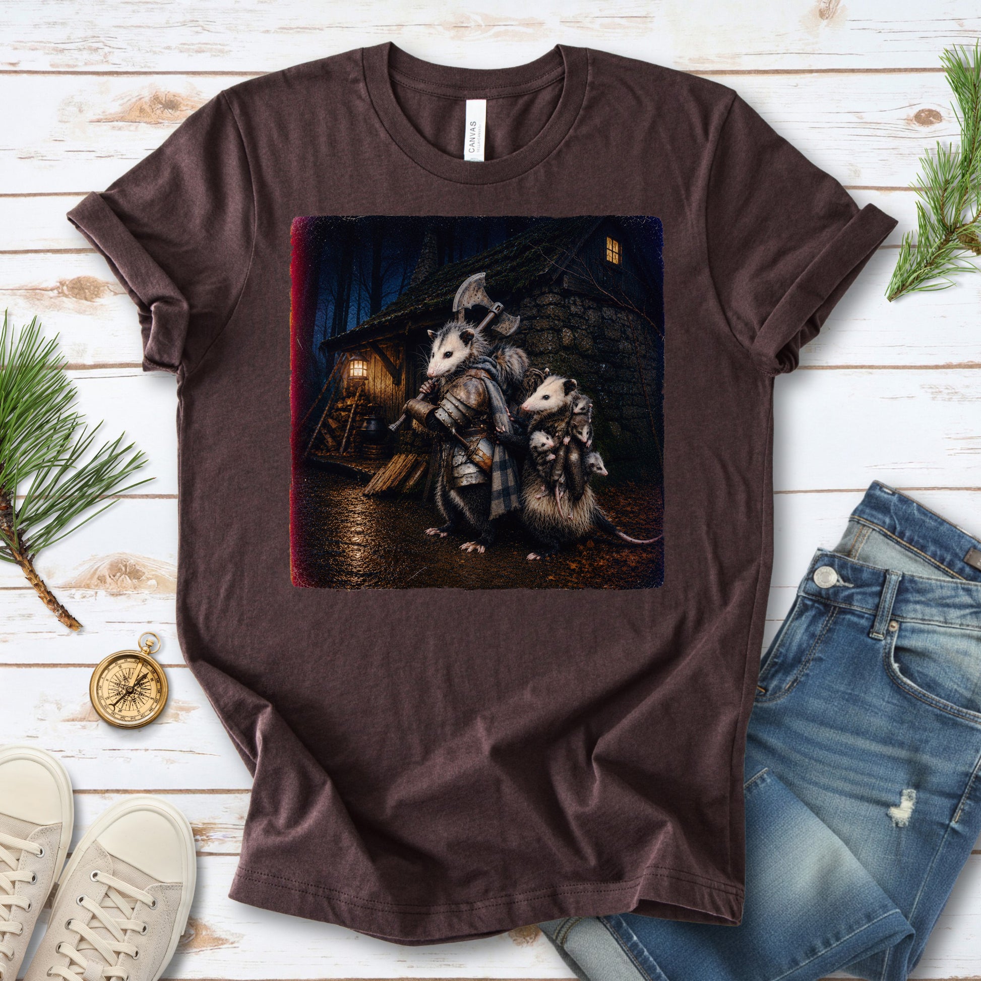 Possum Protector Woodland Opossum Warrior Family T-Shirt
