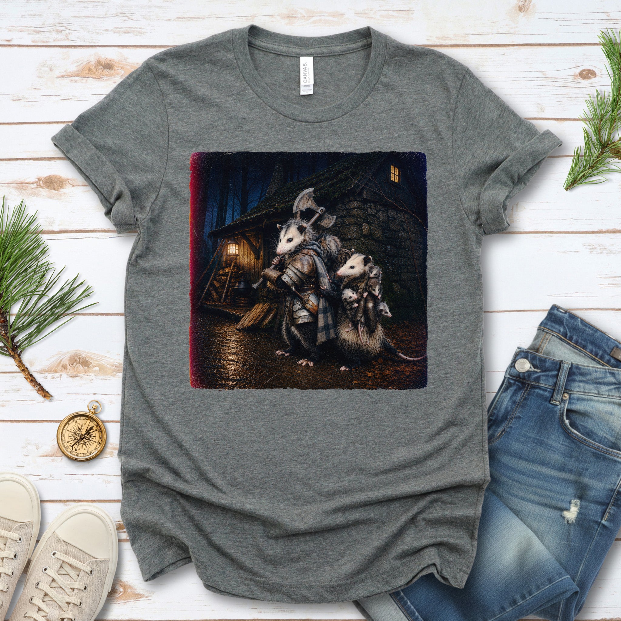 Possum Protector Woodland Opossum Warrior Family T-Shirt