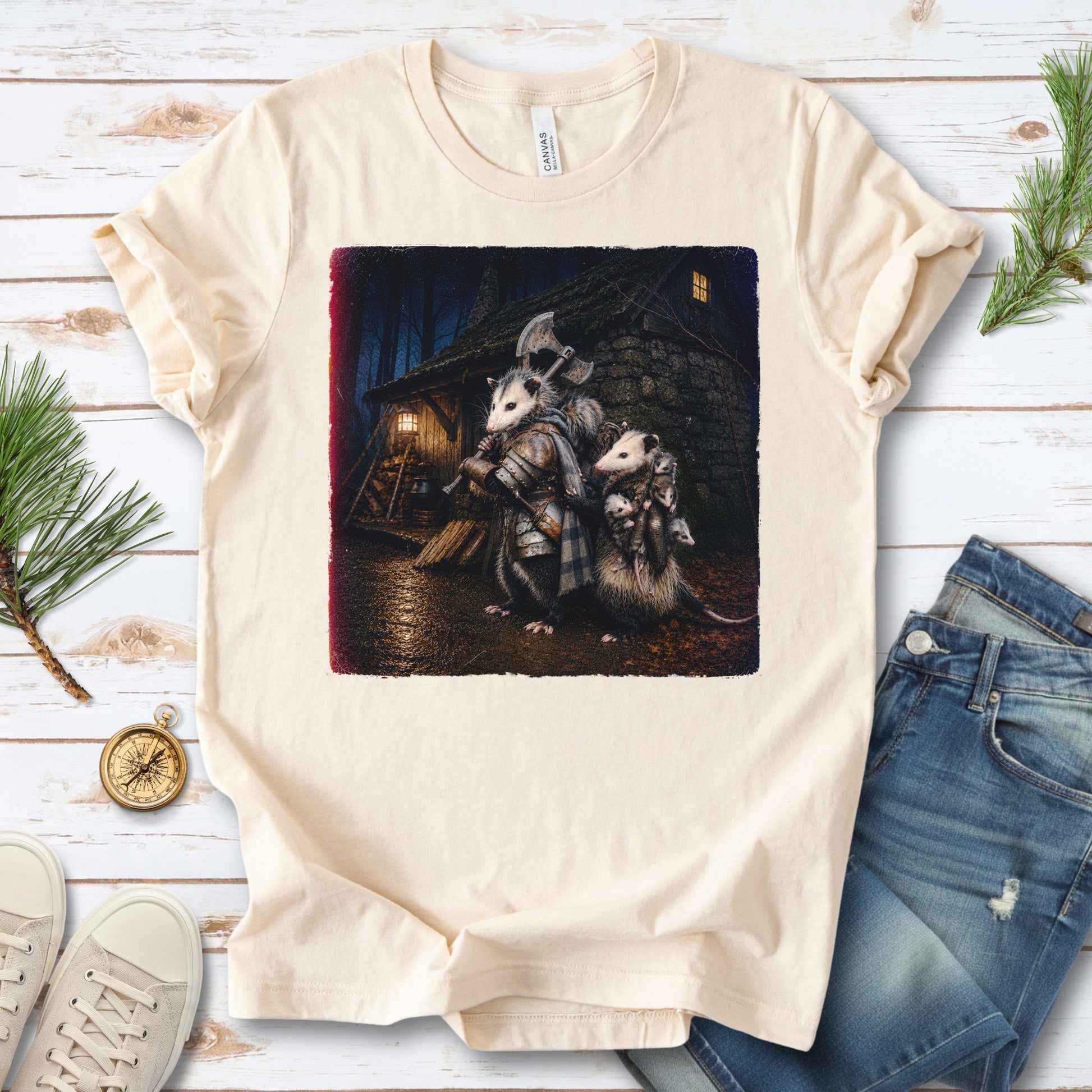 Possum Protector Woodland Opossum Warrior Family T-Shirt