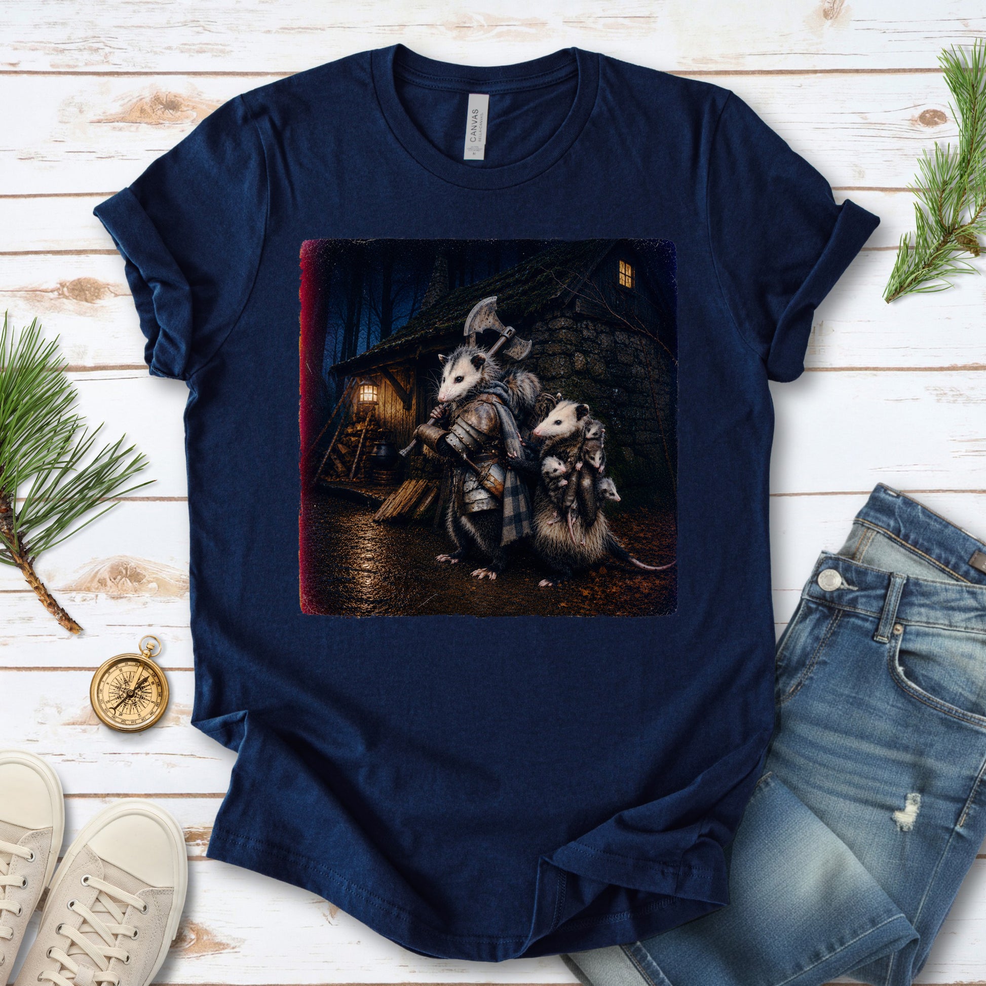 Possum Protector Woodland Opossum Warrior Family T-Shirt
