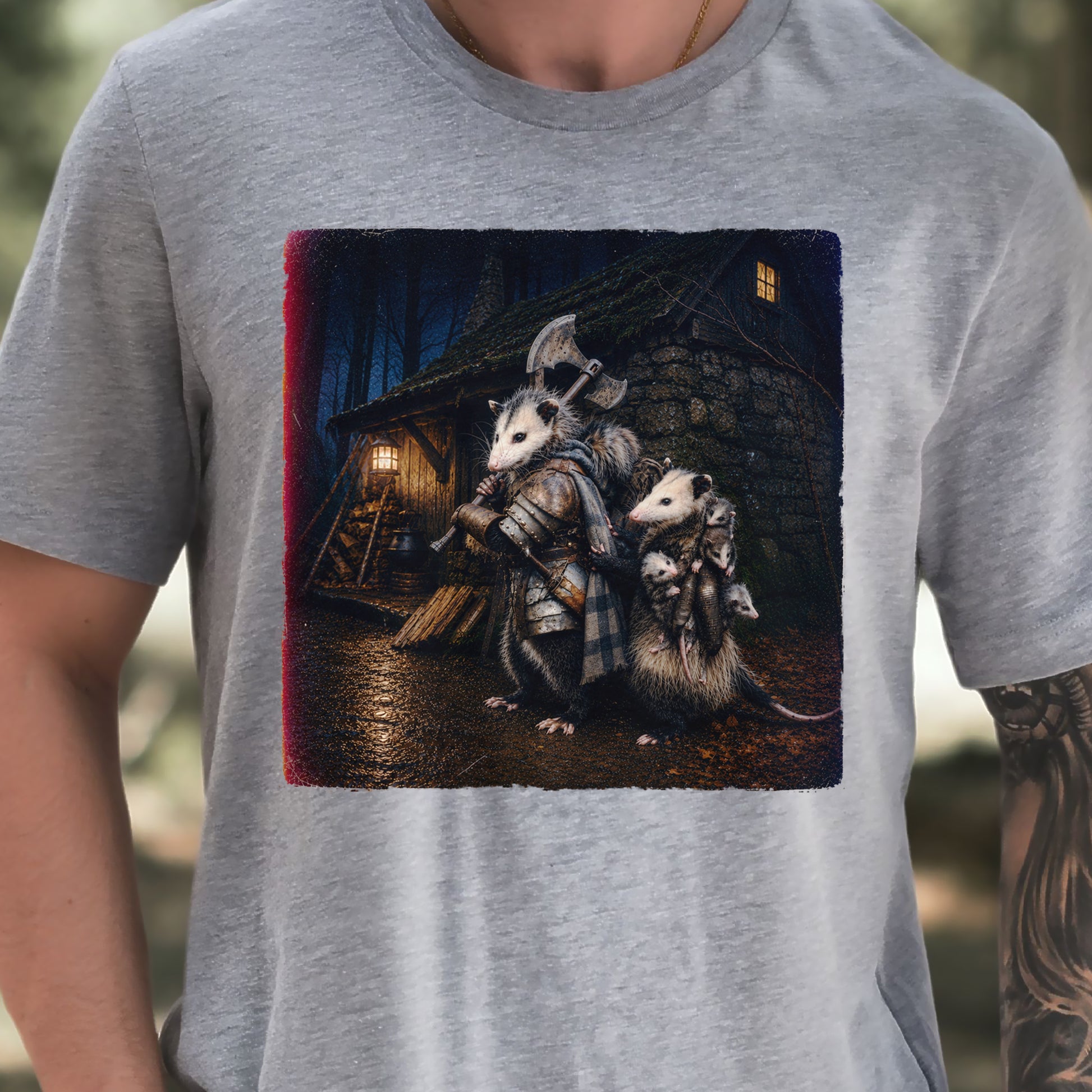 Possum Protector Woodland Opossum Warrior Family T-Shirt