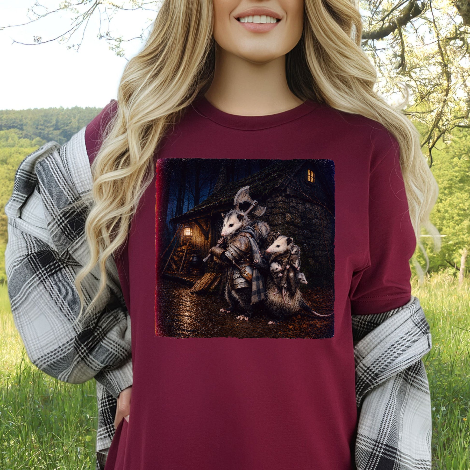Possum Protector Woodland Opossum Warrior Family T-Shirt