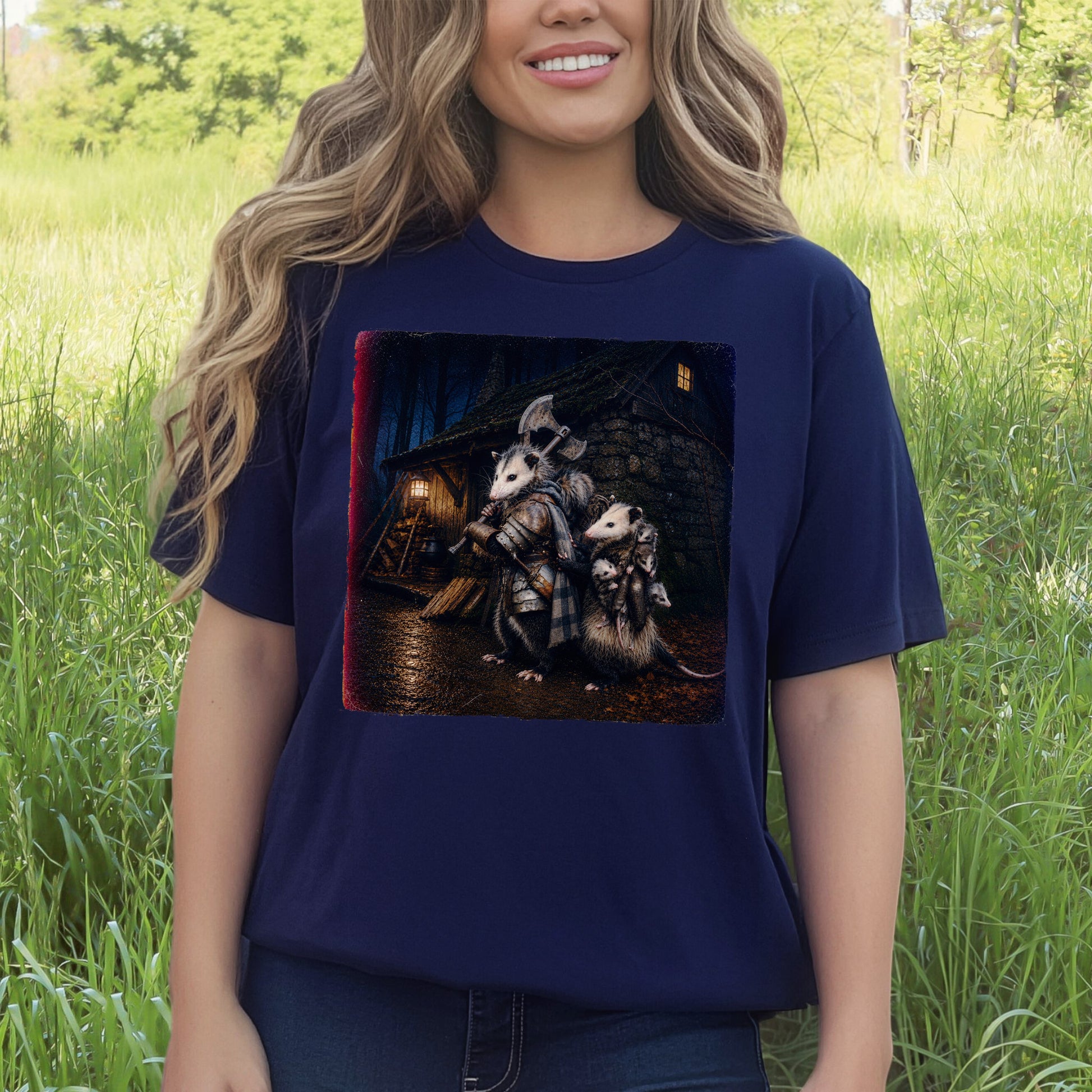 Possum Protector Woodland Opossum Warrior Family T-Shirt