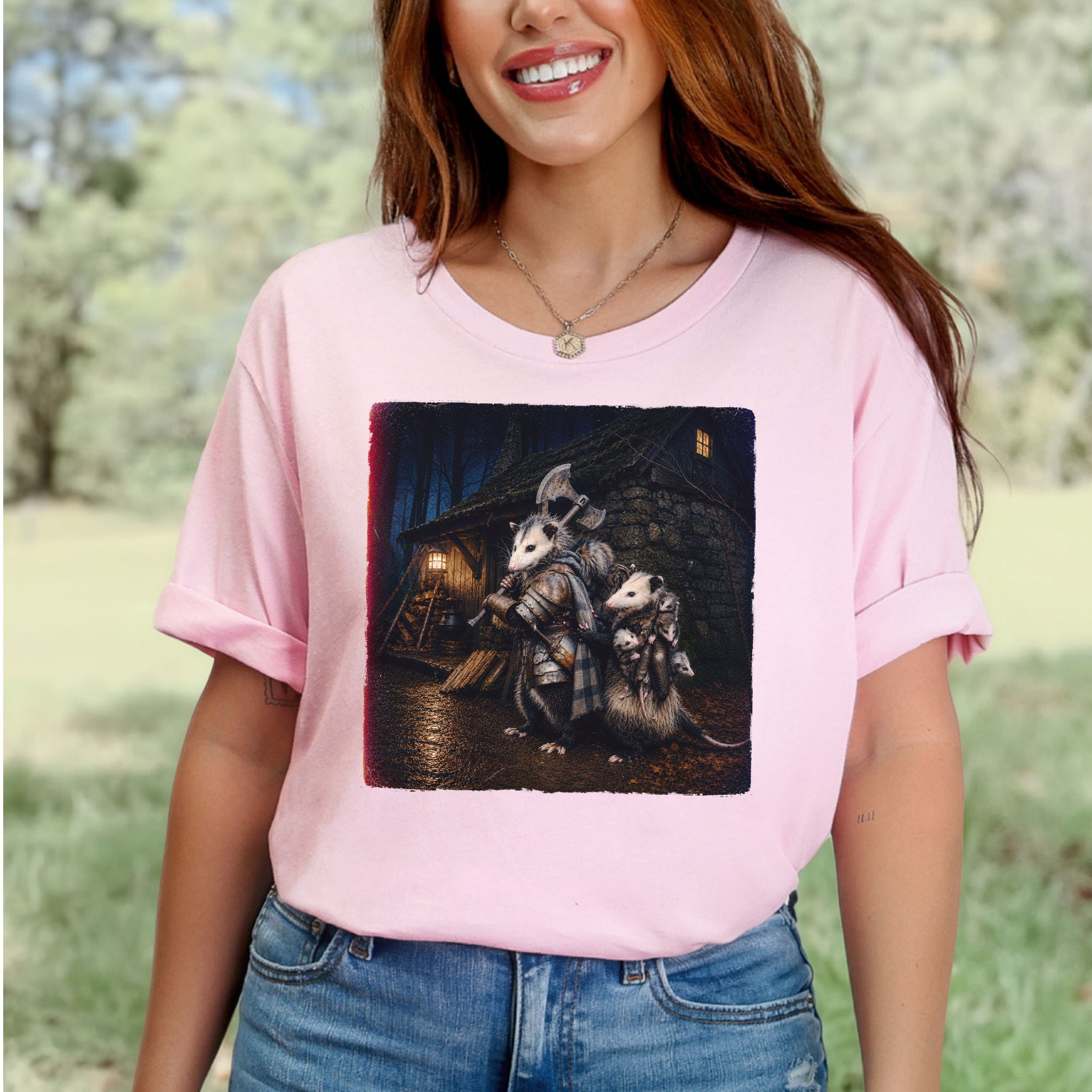 Possum Protector Woodland Opossum Warrior Family T-Shirt