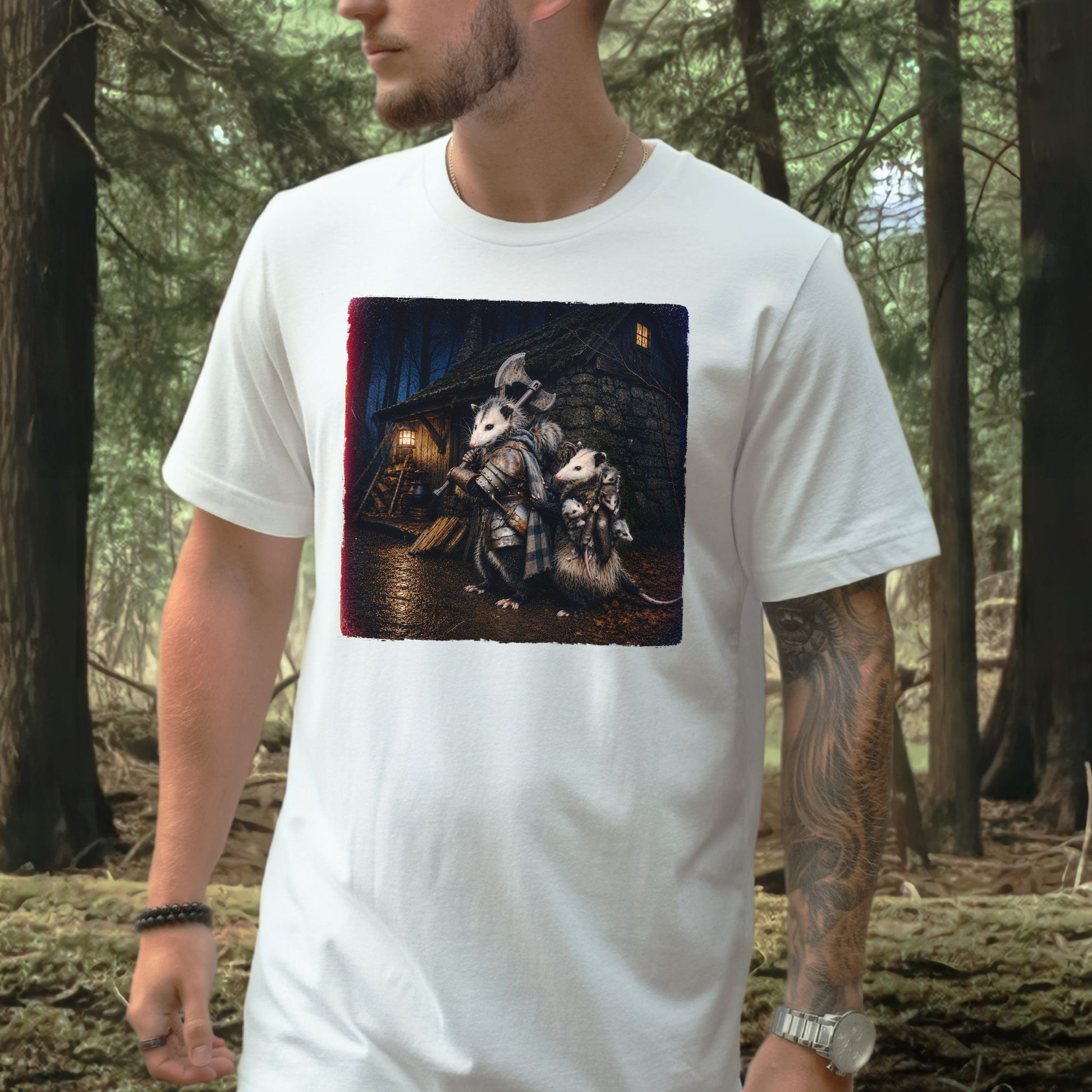 Possum Protector Woodland Opossum Warrior Family T-Shirt