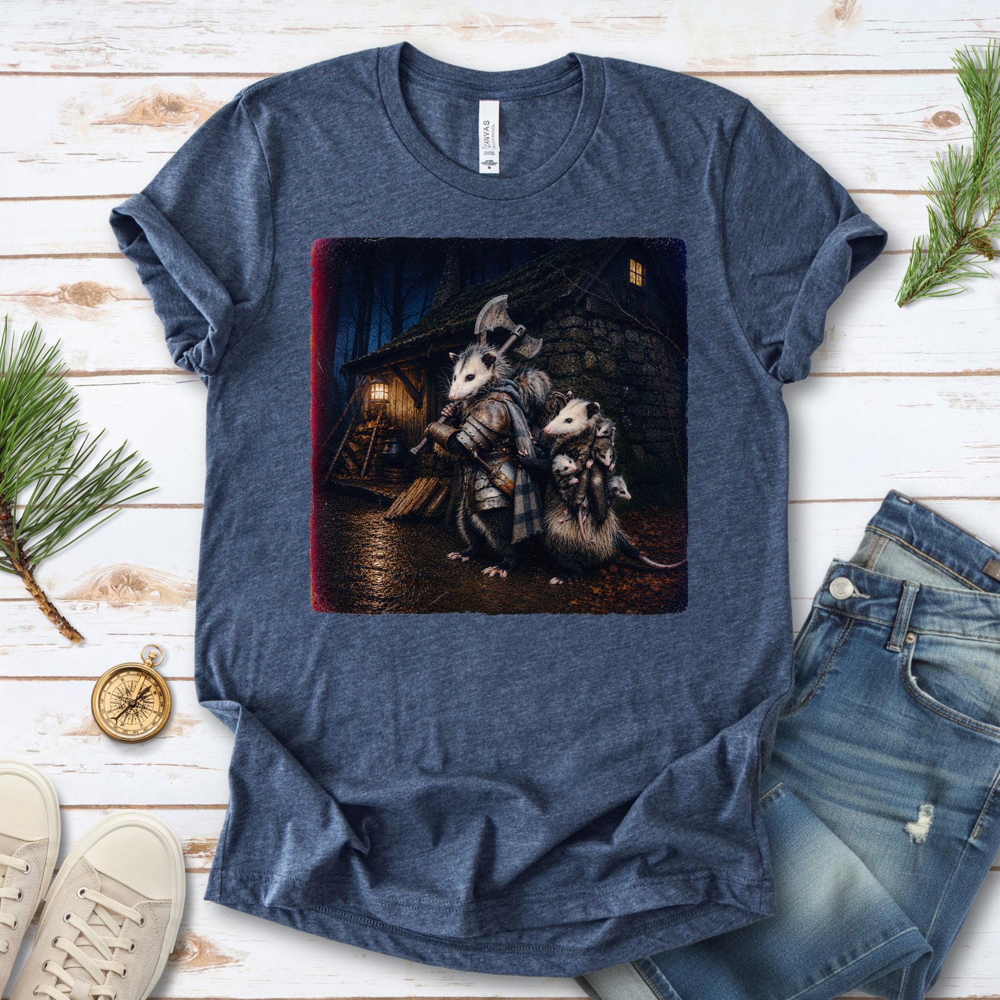Possum Protector Woodland Opossum Warrior Family T-Shirt