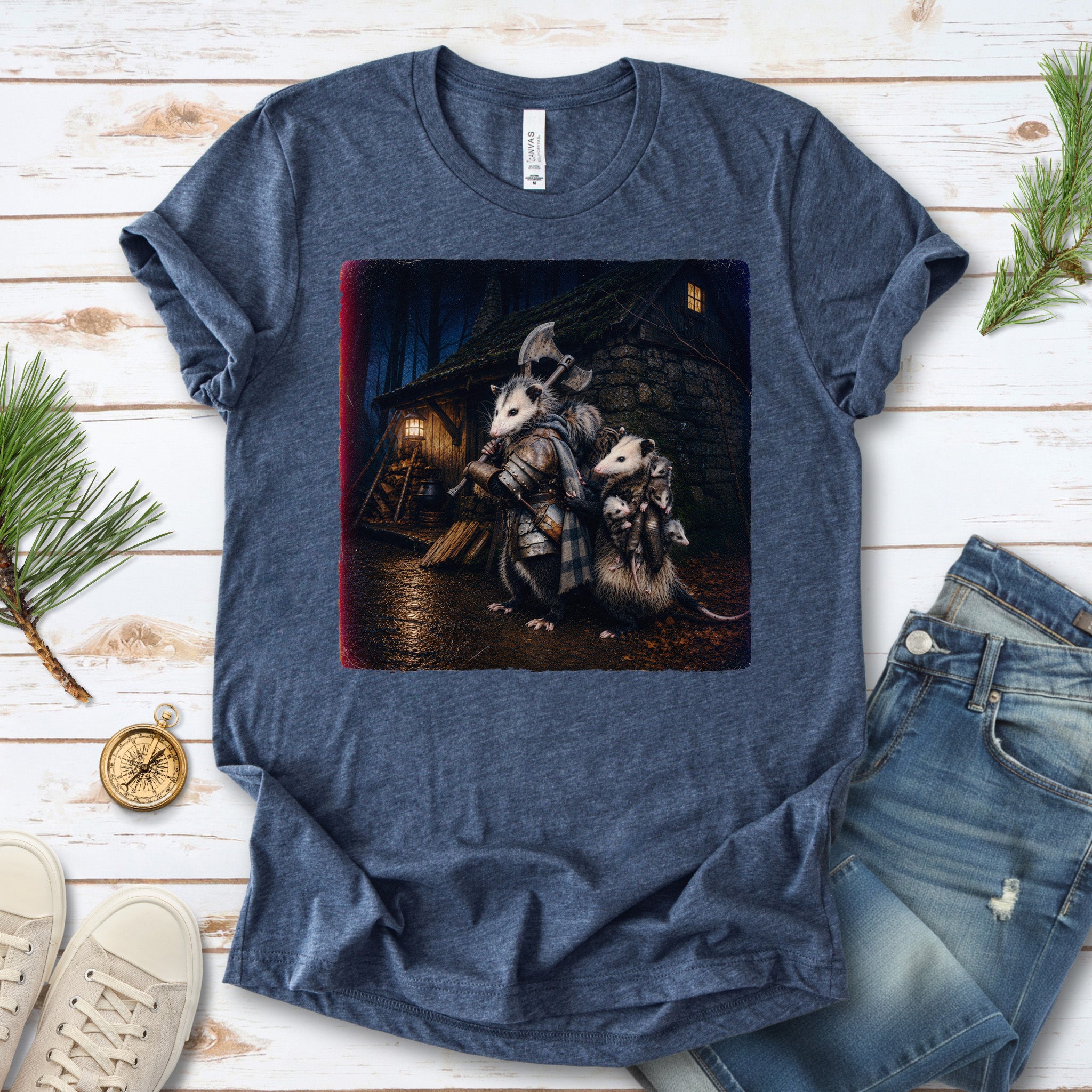 Possum Protector Woodland Opossum Warrior Family T-Shirt