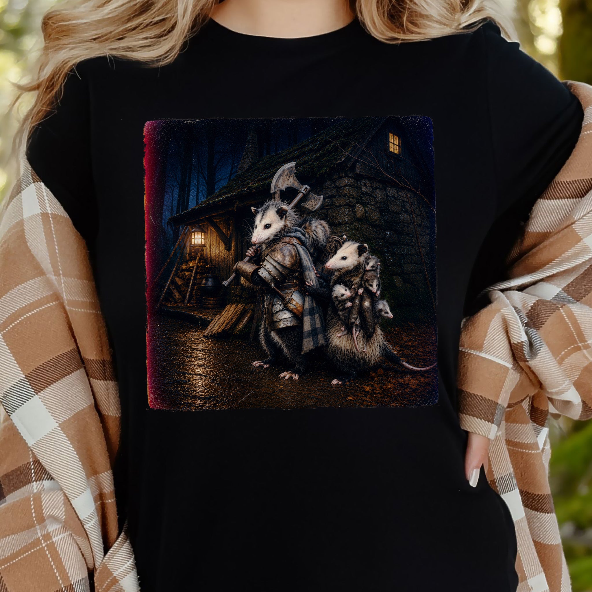 Possum Protector Woodland Opossum Warrior Family T-Shirt
