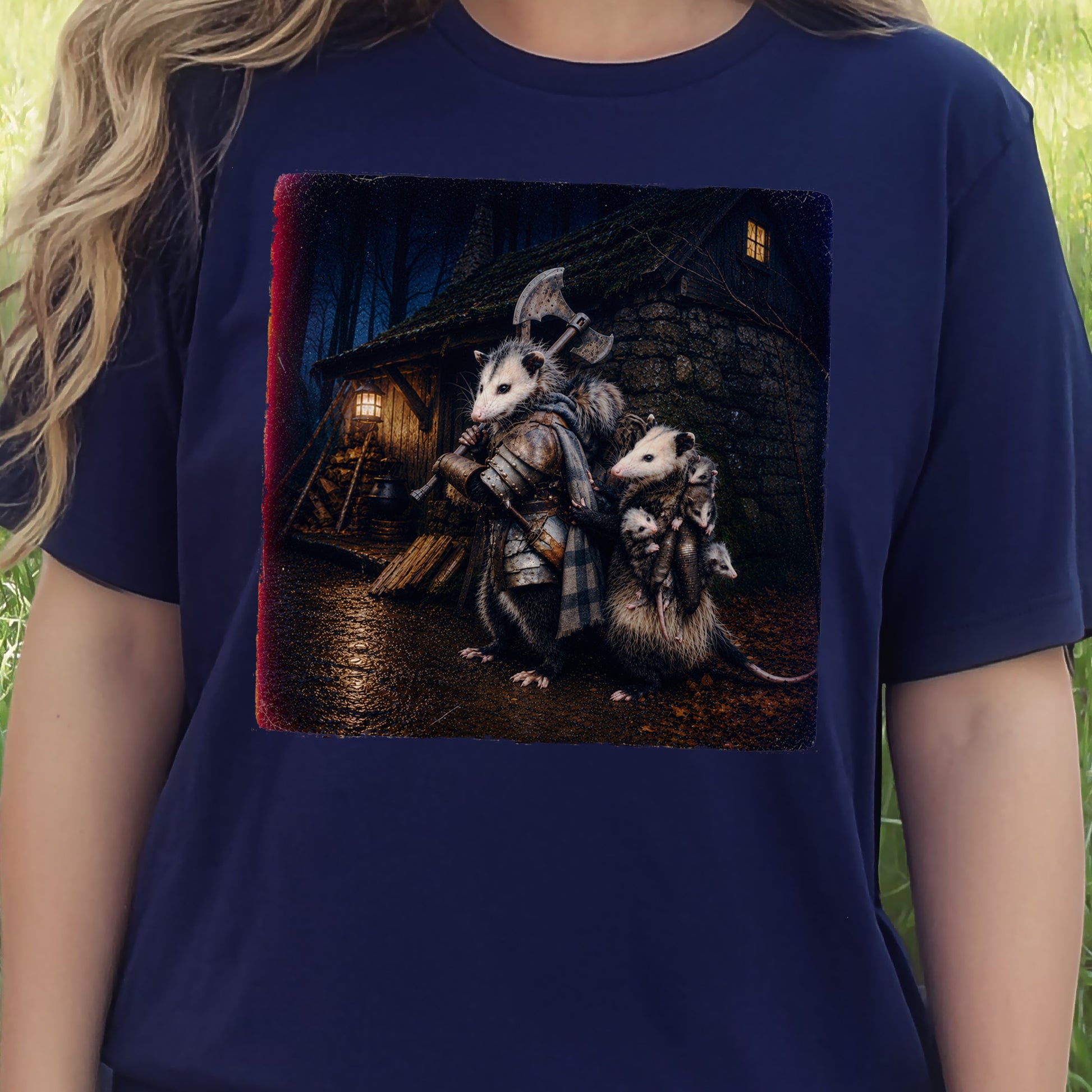 Possum Protector Woodland Opossum Warrior Family T-Shirt