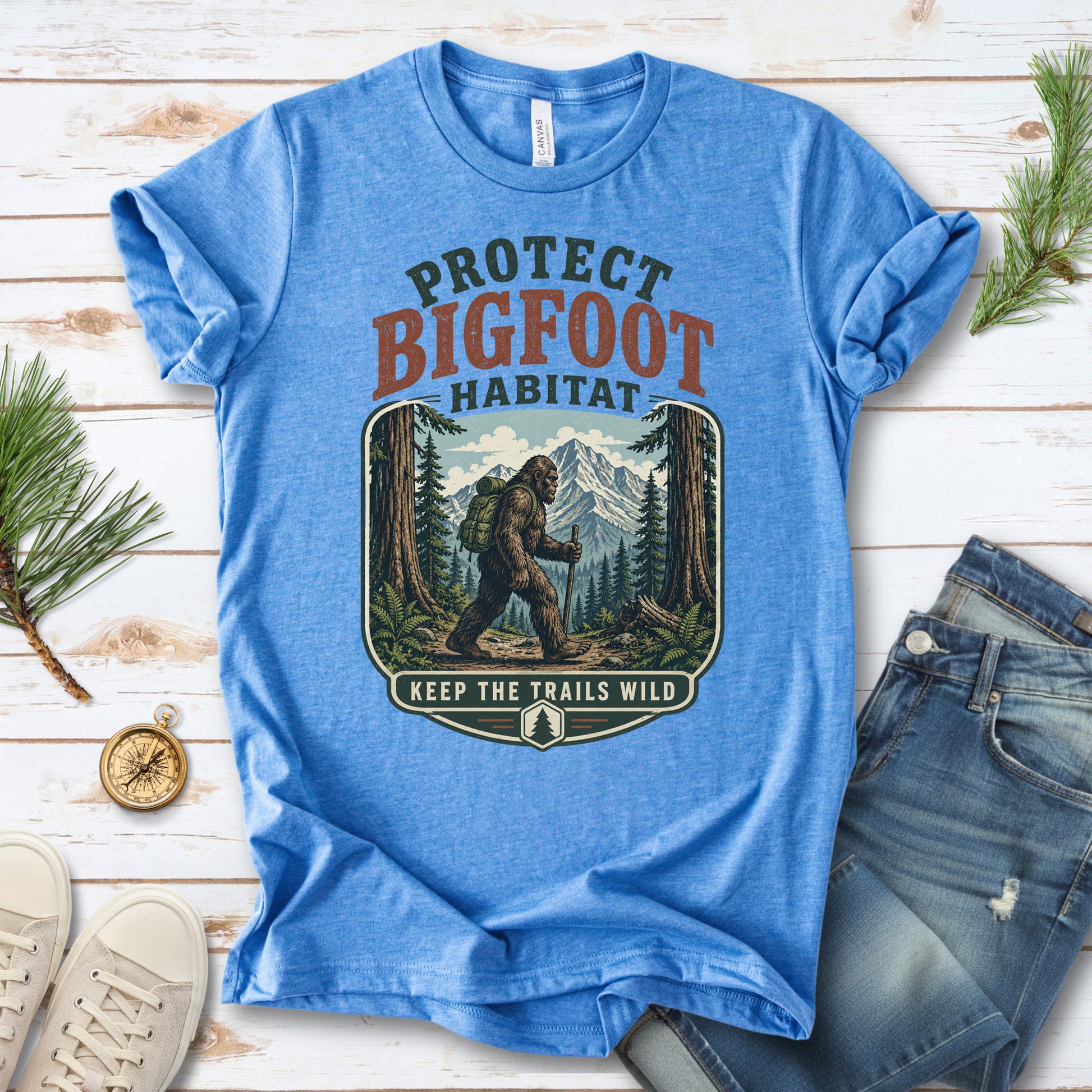 Protect Bigfoot Habitat Sasquatch Hiking Conservation Gift T-Shirt